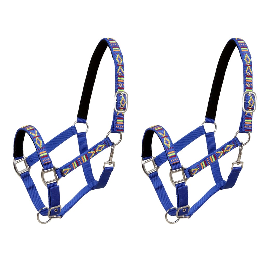 Head Collars 2 pcs for Horse Nylon Size Pony Blue
